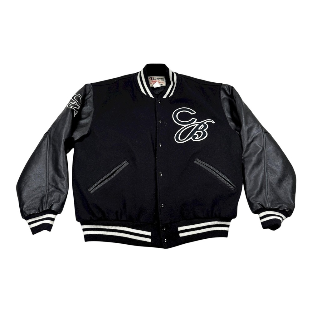 Vtg 90's Ciroc Boyz Jacket Mens 2XL Black Varsity Letterman Leather Sleeves USA